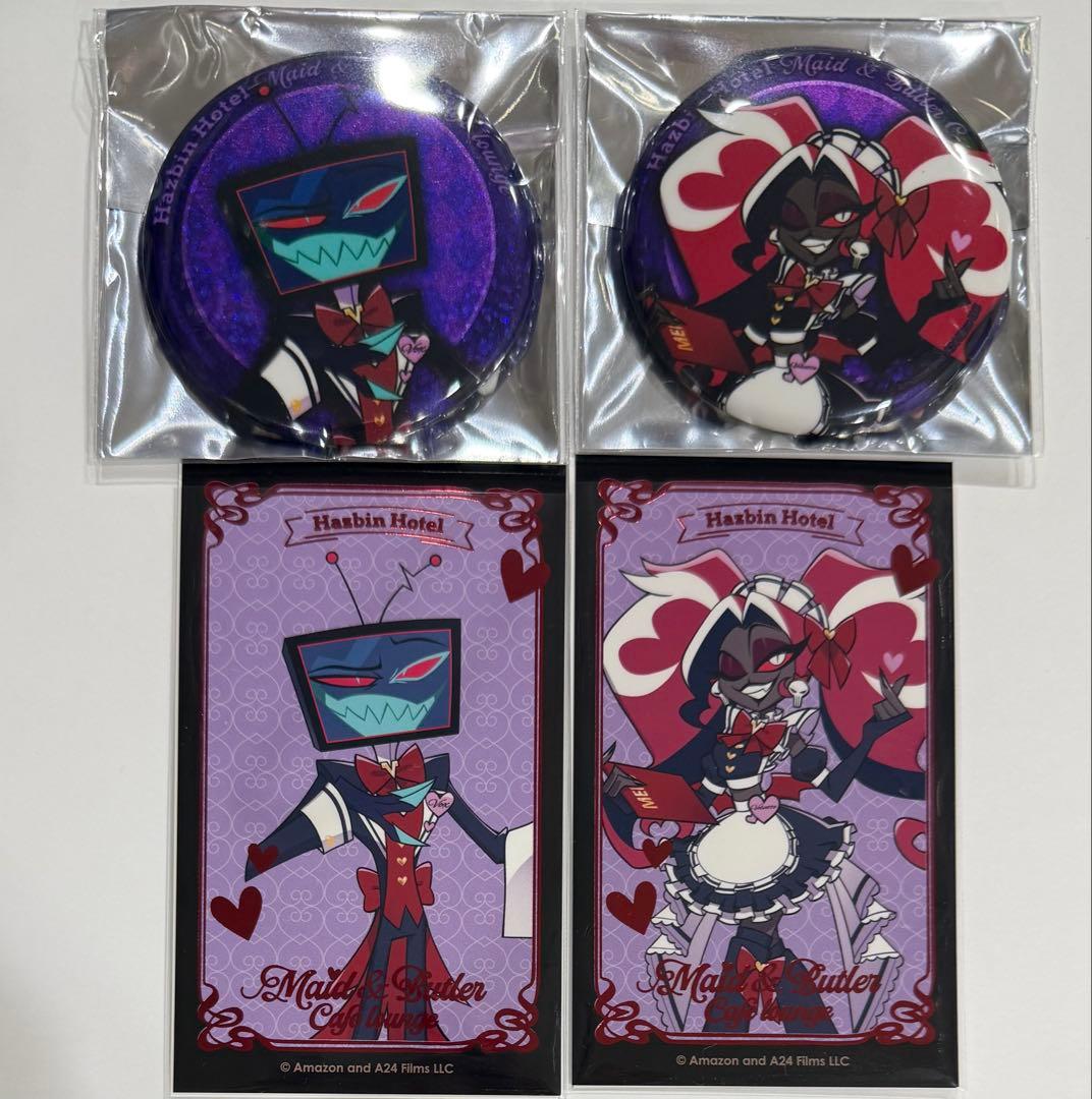 ハズビン•ホテル ヴォックス ヴェルベット 箔押しカード 缶バッジ Vees