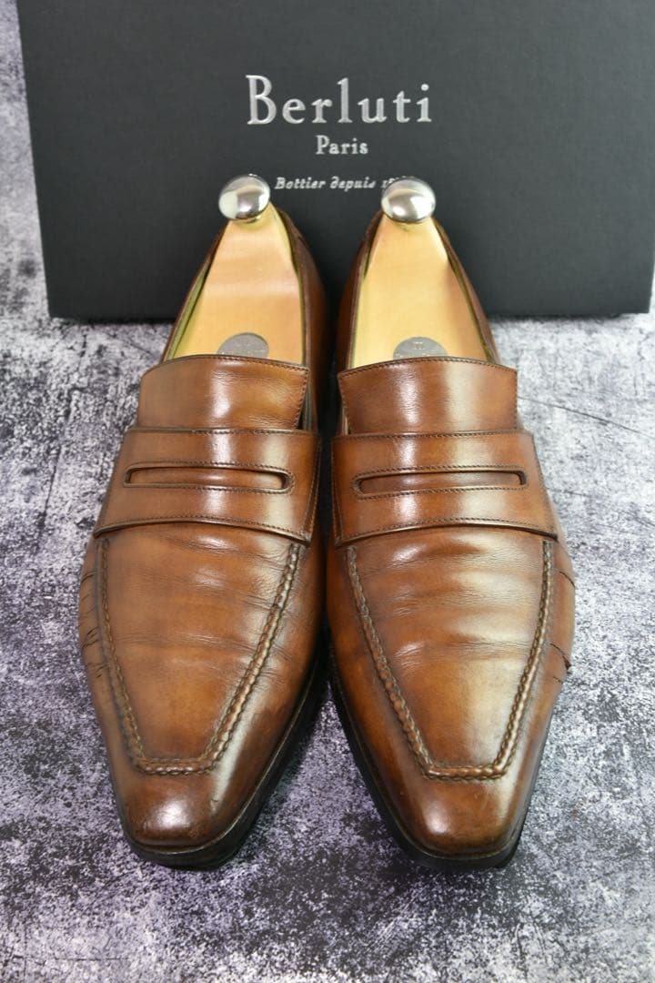 ベルルッティ アンディ サイズ8.5 ブラウンパティーヌ 木製ツリー