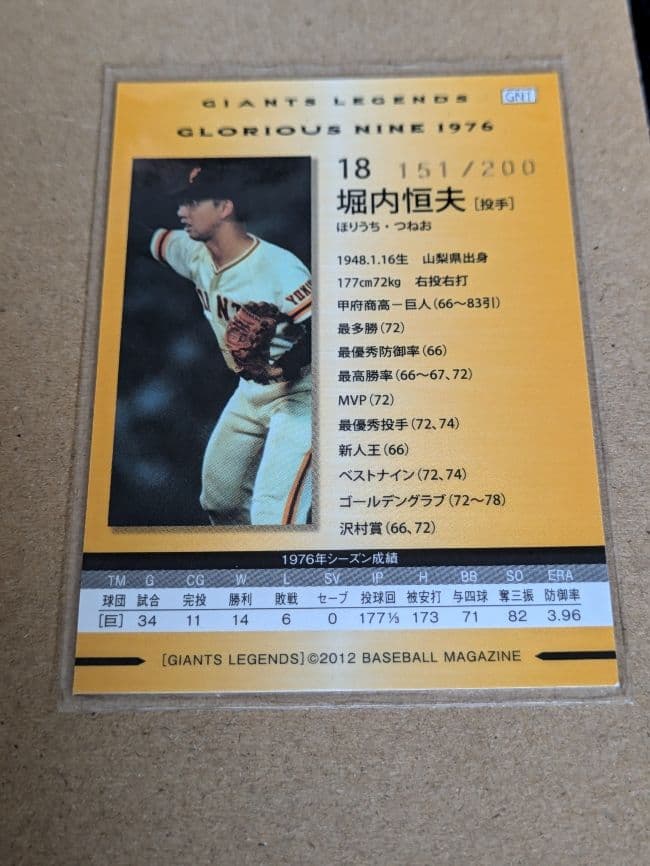 BBM読売ジャイアンツ堀内恒夫カード3枚セット - メルカリ