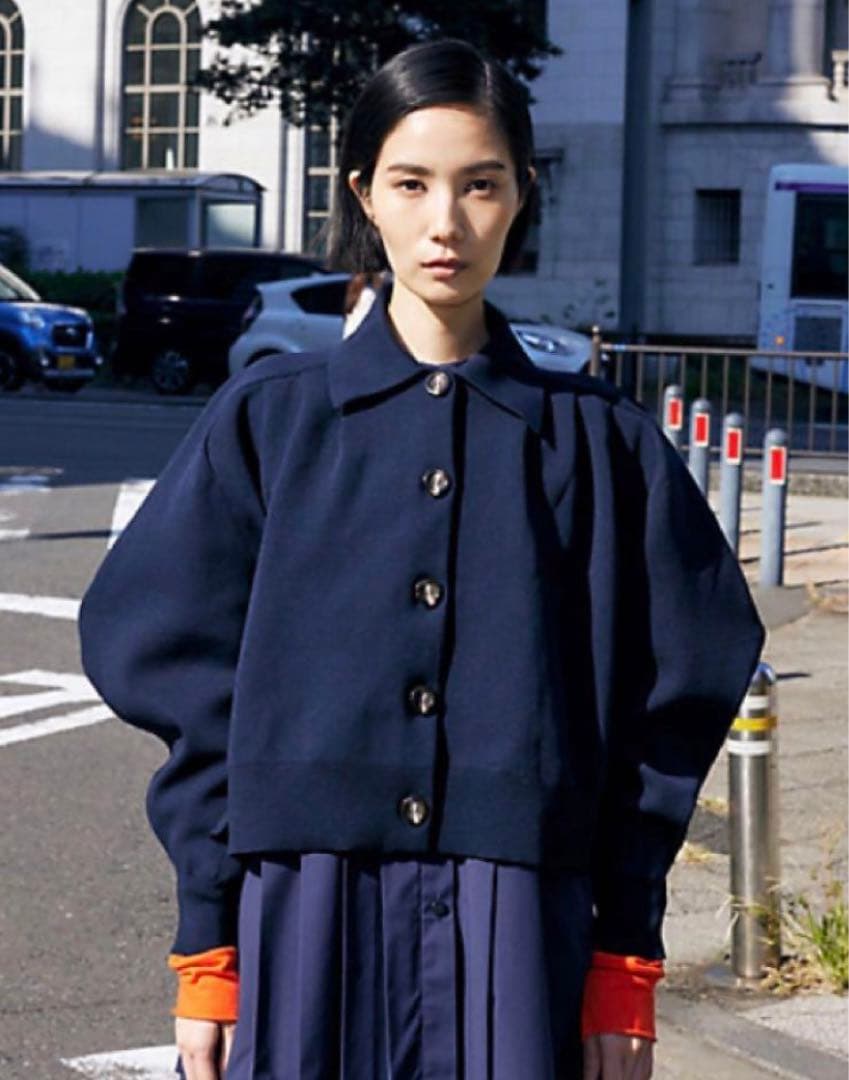 .*■様 ENFOLD タックカーディガン　ニットジャケット　38 ネイビー　2 ENFOLD(エンフォルド) KNIT×RIVER JACKET - COLDBECK ONLINE（コール