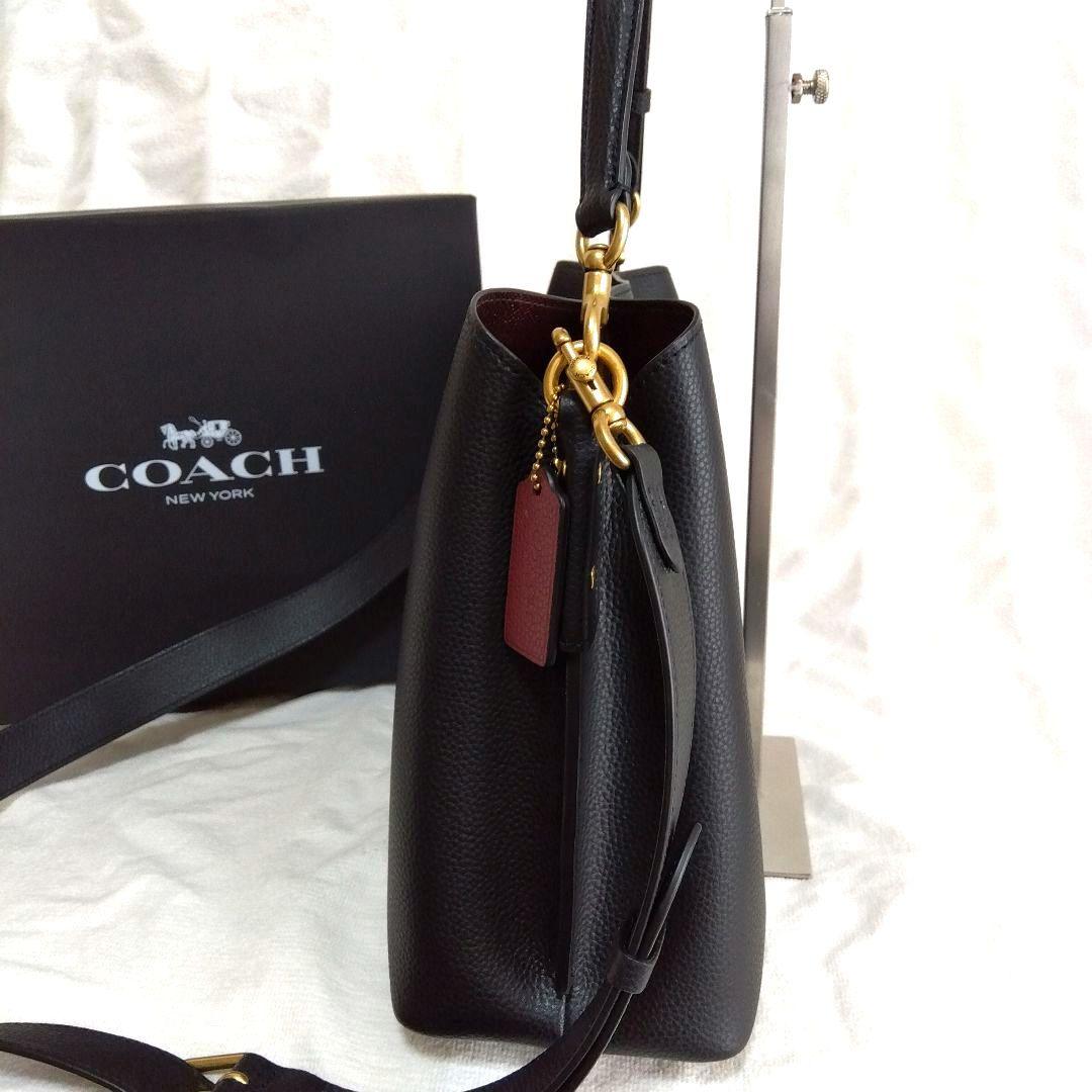 COACH ウィロウ ショルダーバッグ 2way ターンロック ブラック レザー