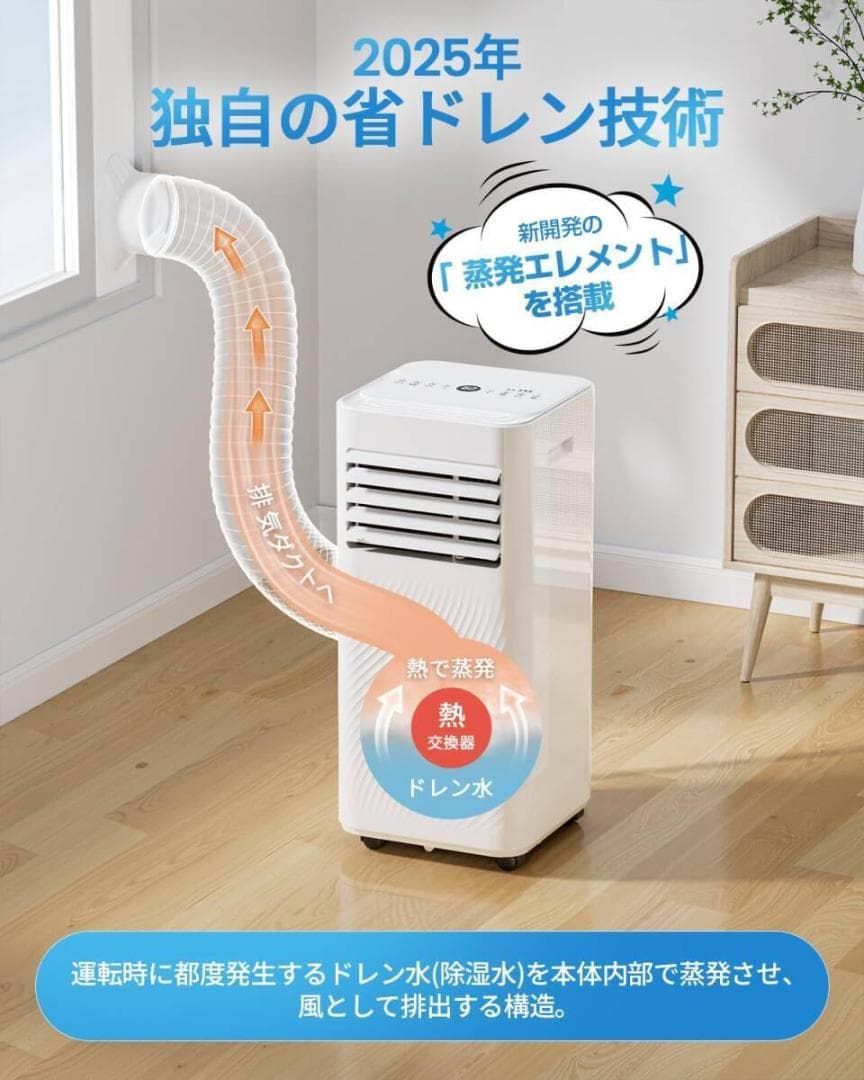 Nayuoo スポットクーラー 家庭用 スポットエアコン 工事不要 2.34KW