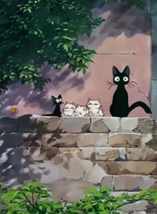 黒猫ジジ】キャンバスアートポスター 40cm×30cm アニメ イラスト ネコ