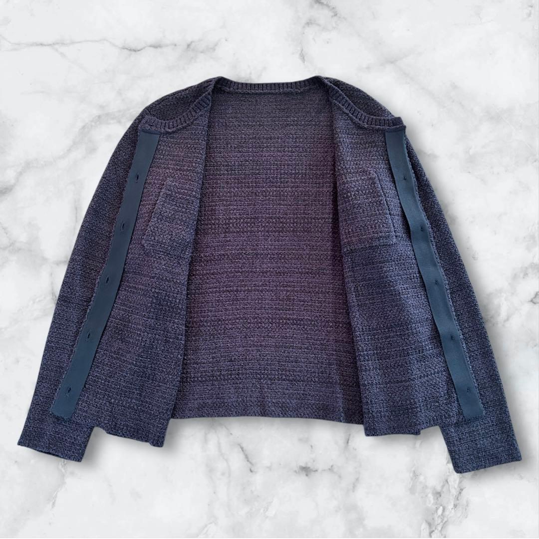 ソージュ Soeju 鹿の子ニットカーディガン アウター ネイビー M 洗濯可