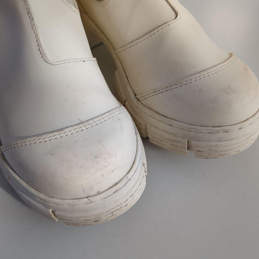 GANNI*37 ホワイト サイドゴアブーツ 厚底*リサイクルラバーの通販はau