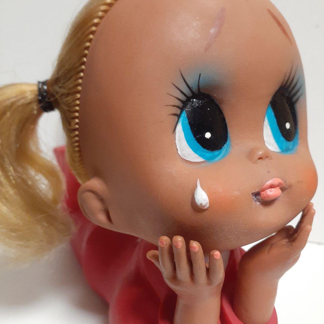 ビンテージ 昭和レトロ ビンテージドール 女の子ソフビ人形 涙浮かべ