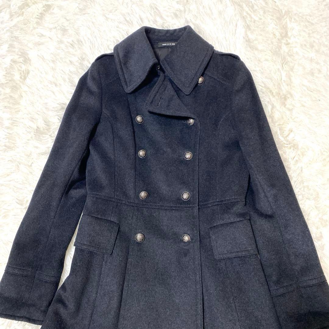 美品】 コムサデモード ナポレオンコート Aライン アンゴラ シルク