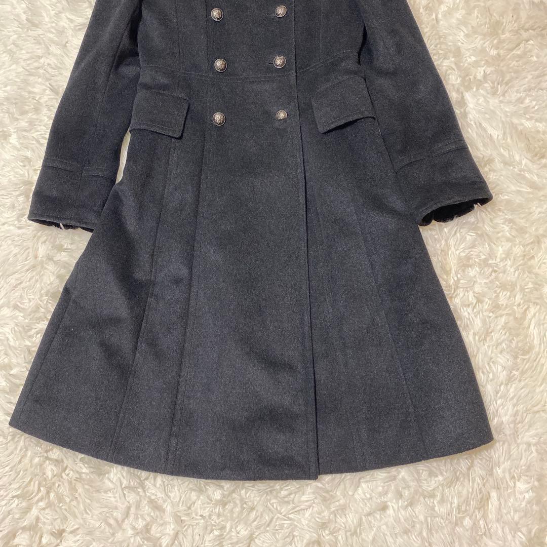 美品】 コムサデモード ナポレオンコート Aライン アンゴラ シルク