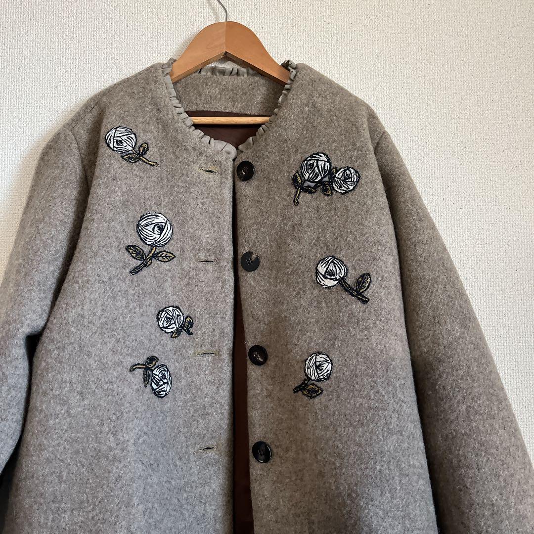 ミナペルホネン rosy モカ ウール ジャケット コート 総裏