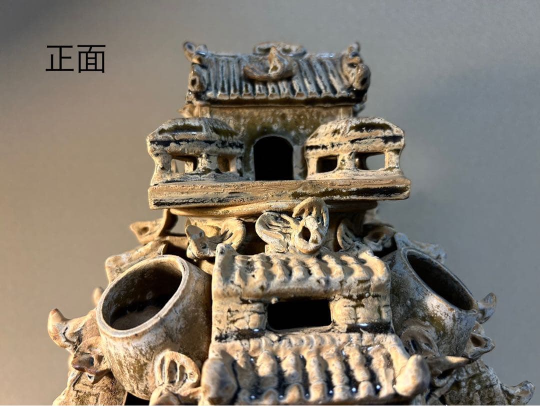 中国骨董 青磁神亭壺(せいじしんていこ) 漢緑釉 三国時代