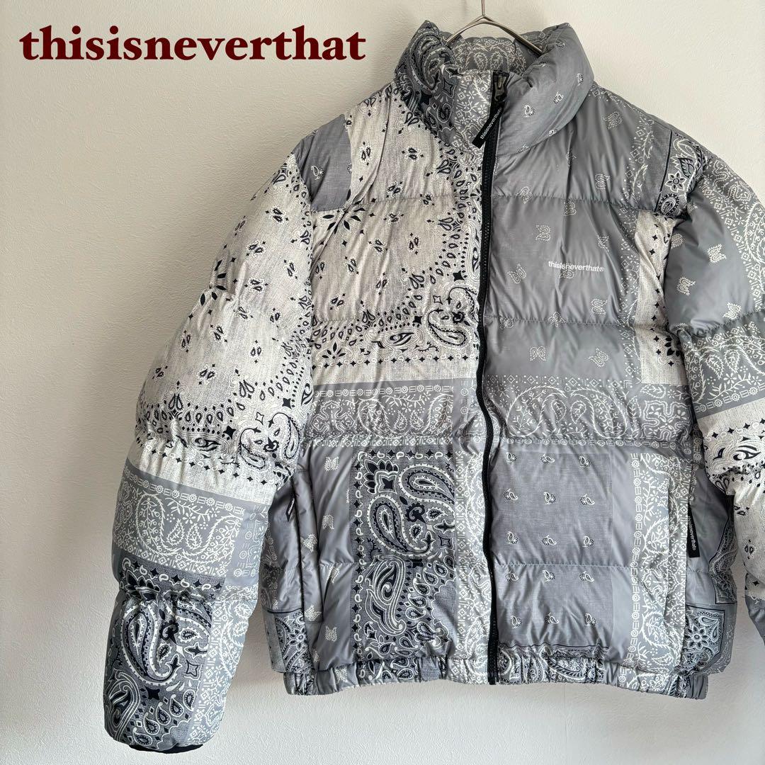 希少✨ thisisneverthat ダウンジャケット ペイズリー柄 白 M - メルカリ