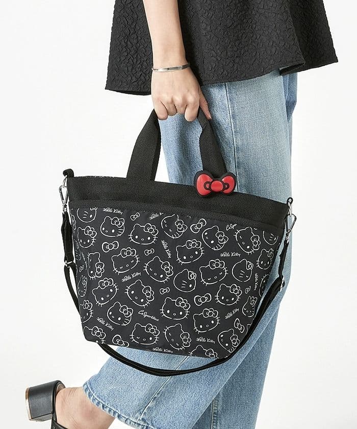 レスポートサック ハローキティ ブラック ショルダーバッグ リボン結び