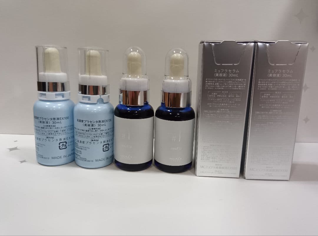 ミュゼコスメ 高濃度プラセンタ美容液EX100 2本 & ミュフラセラム 4本