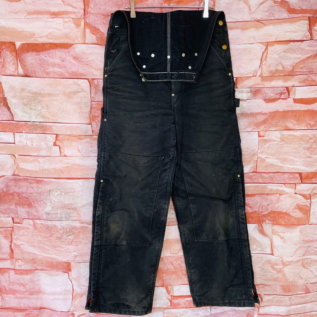 激レア】カーハートcarhartt ダブルニーオーバーオール 80s星タグL黒