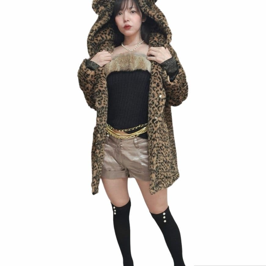 00s廃盤❤︎Y2k 平成ギャル 豹柄 ファーコート くま耳 itimi - メルカリ