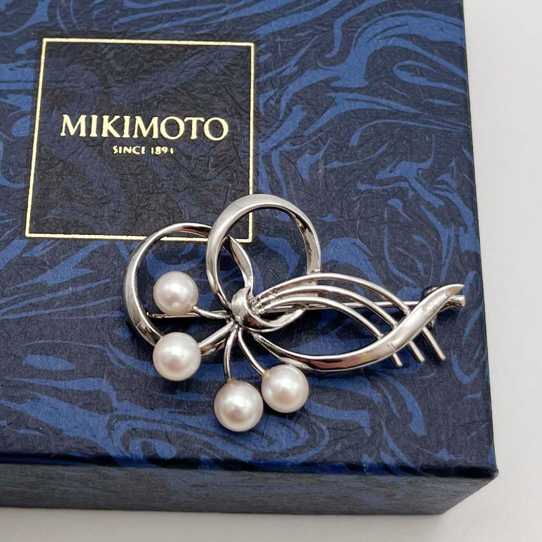 MIKIMOTO ミキモト ブローチ 本真珠 ホワイトパール シルバー 4珠