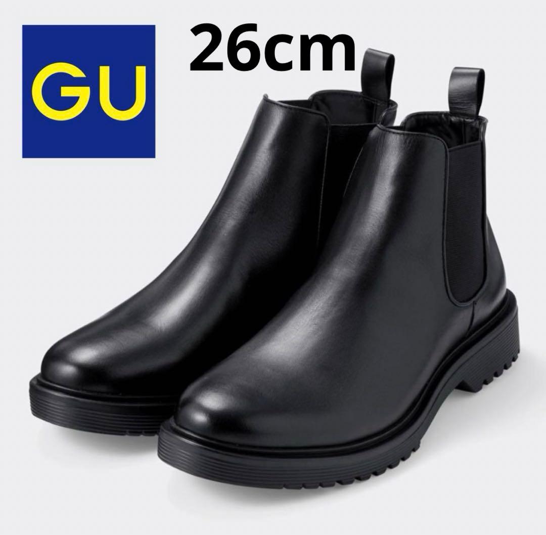 ジーユー リアルレザーサイドゴアブーツ ブラック 26 - メルカリ