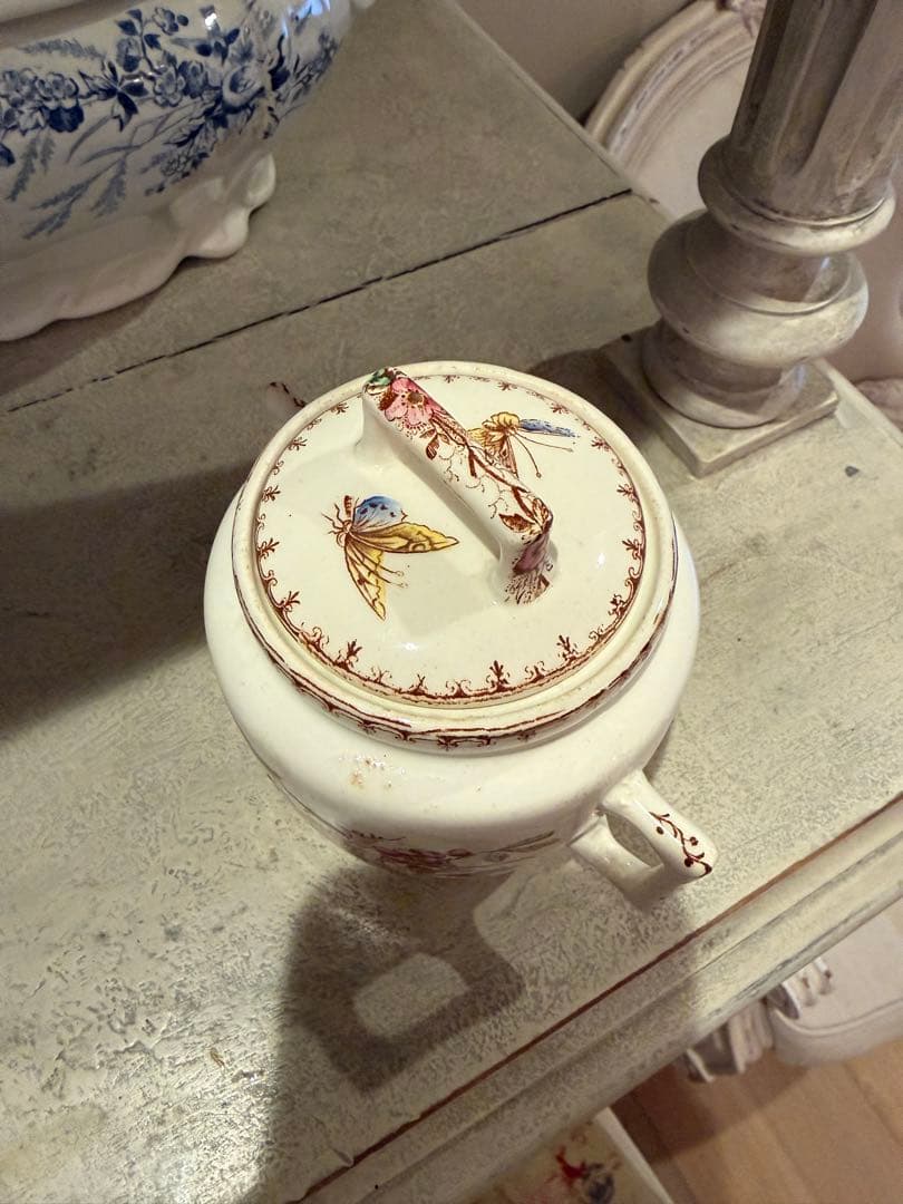 参考画像フランスアンティーク陶器リュネビィルmesangeシュガーポット