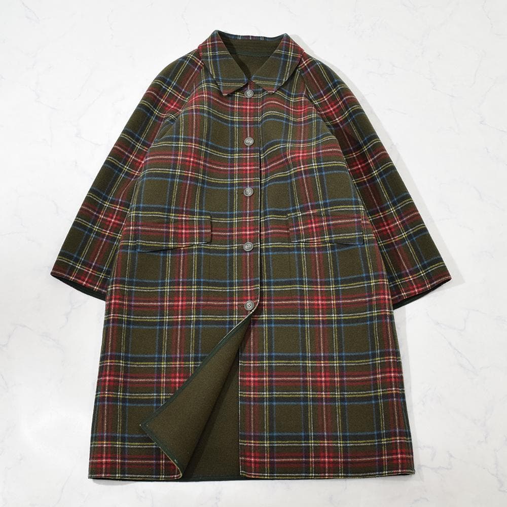 ヨークランド YORKLAND ウール リバーシブルコート 英国タータン