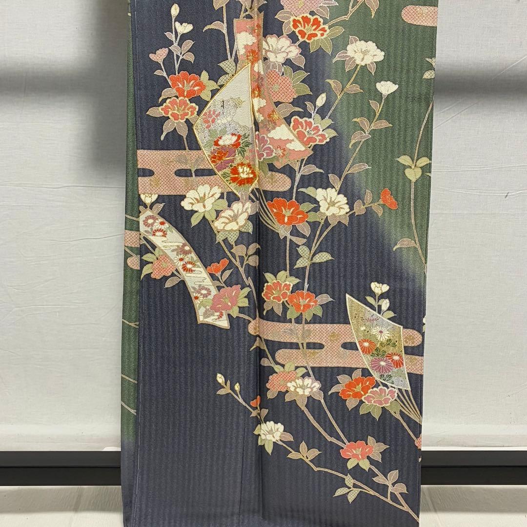D233 訪問着 枝垂れ桜 金彩 正絹 着物 袷 しつけ糸付き未使用極美品