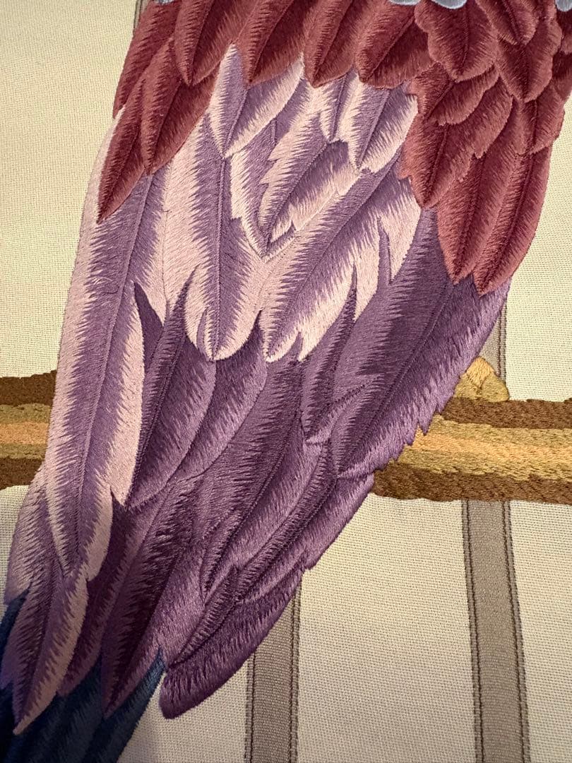 k*i様 撫松庵謹製 オウム刺繍名古屋帯 正絹