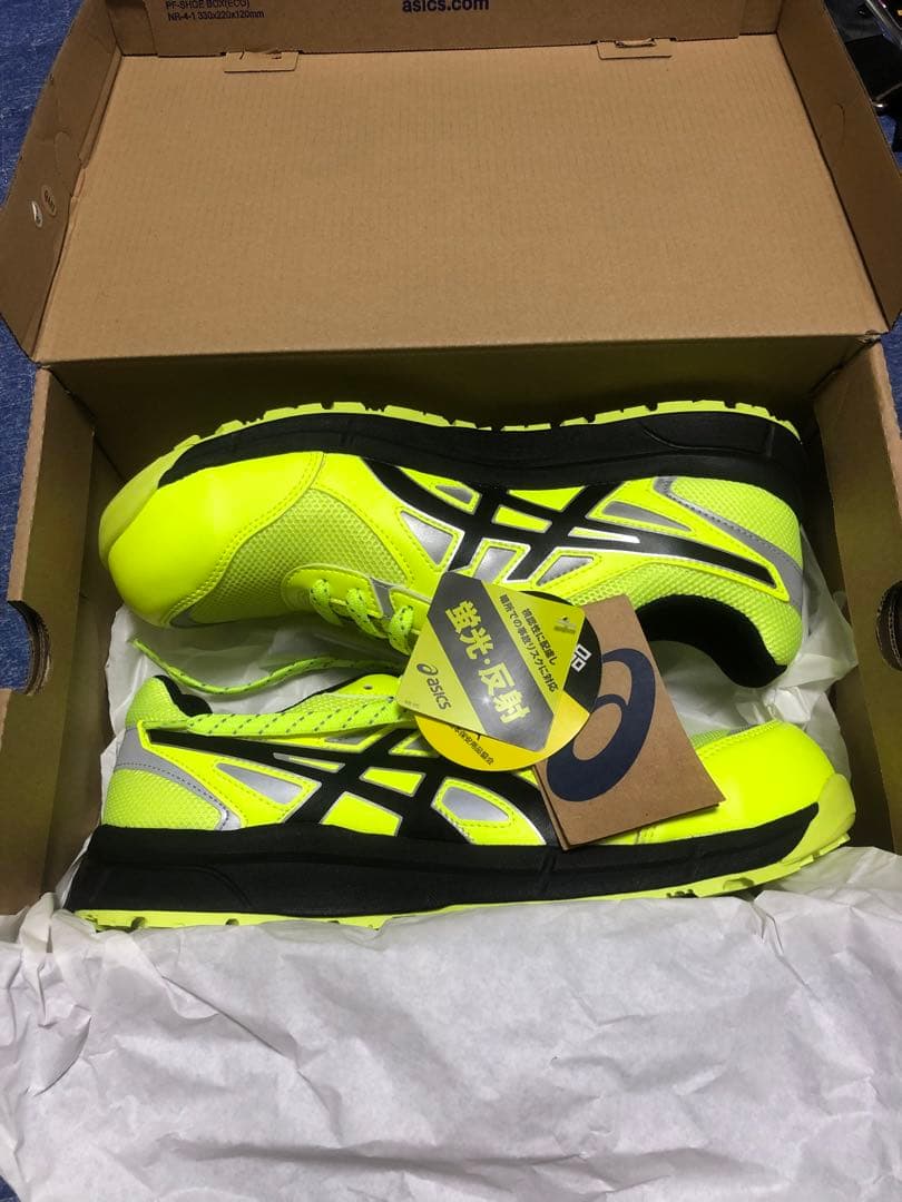 新品未使用ASICS WINJOB蛍光イエロー 安全靴27 ウィンジョブ ASICS CP120 750 限定色 セーフティーイエロー×ホワイト