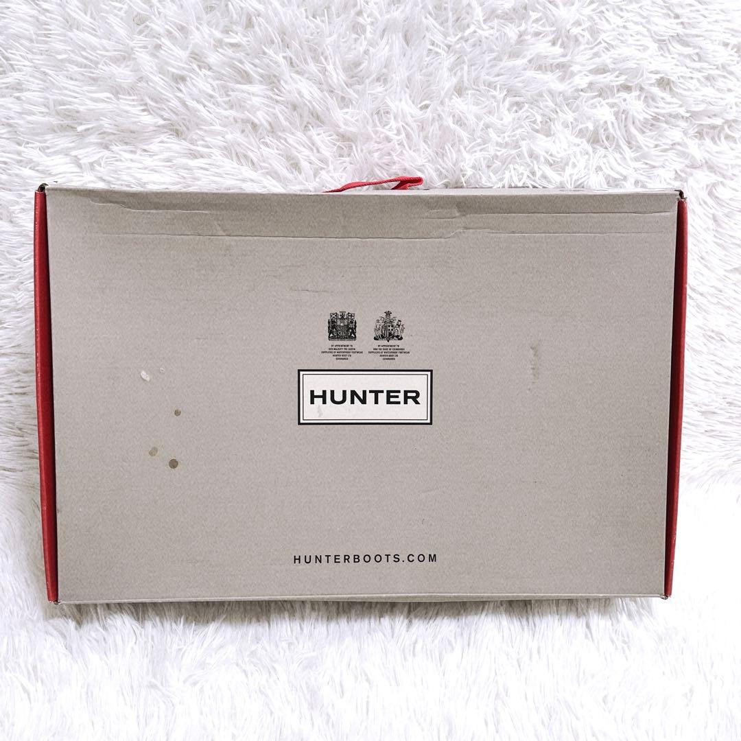 《美品》HUNTER レインブーツ トール グロス サイドベルト 24cm 黒