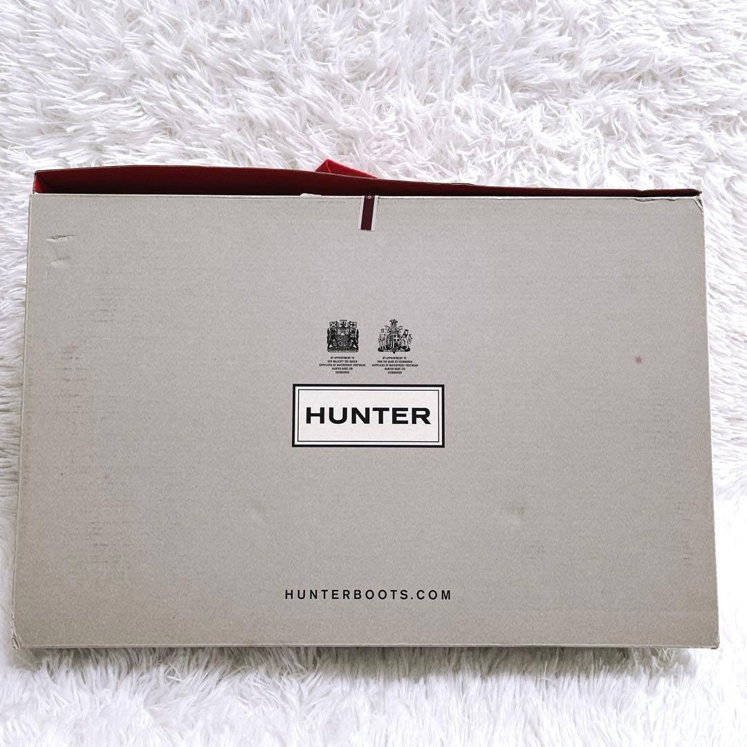 《美品》HUNTER レインブーツ トール グロス サイドベルト 24cm 黒