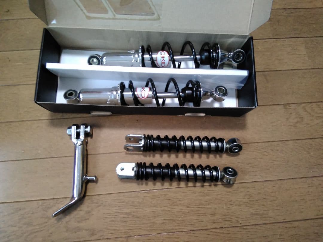 スーパーカブ　フロント、リア、スタンド　ＯＫＤサスペンション　ローダウンセット スーパーカブ OKD製荒巻サスペンション330mm黒モンキー カブDAX B39