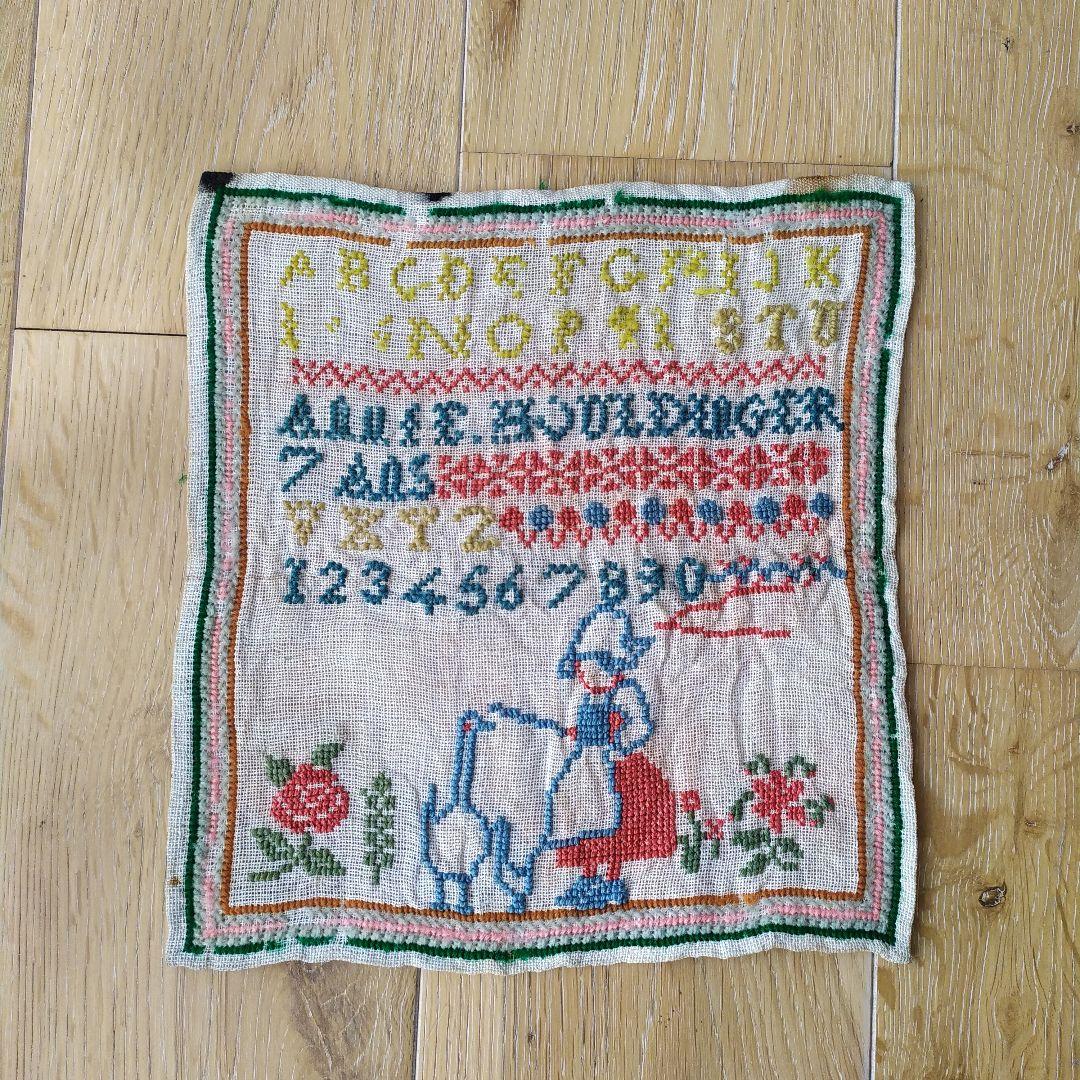 刺繍 サンプラー フランス アンティーク アルファベット - メルカリ