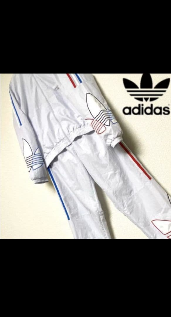 adidas ナイロン セットアップ ホワイト 新品未使用 - メルカリ
