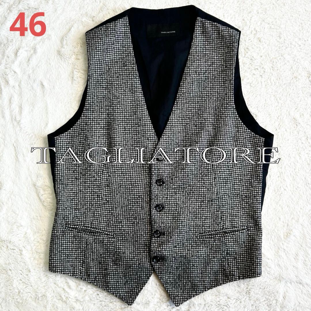 高級✨TAGLIATORE ウール100% 千鳥柄　ジレ　46 高級✨TAGLIATORE ウール100% 千鳥柄 ジレ 46