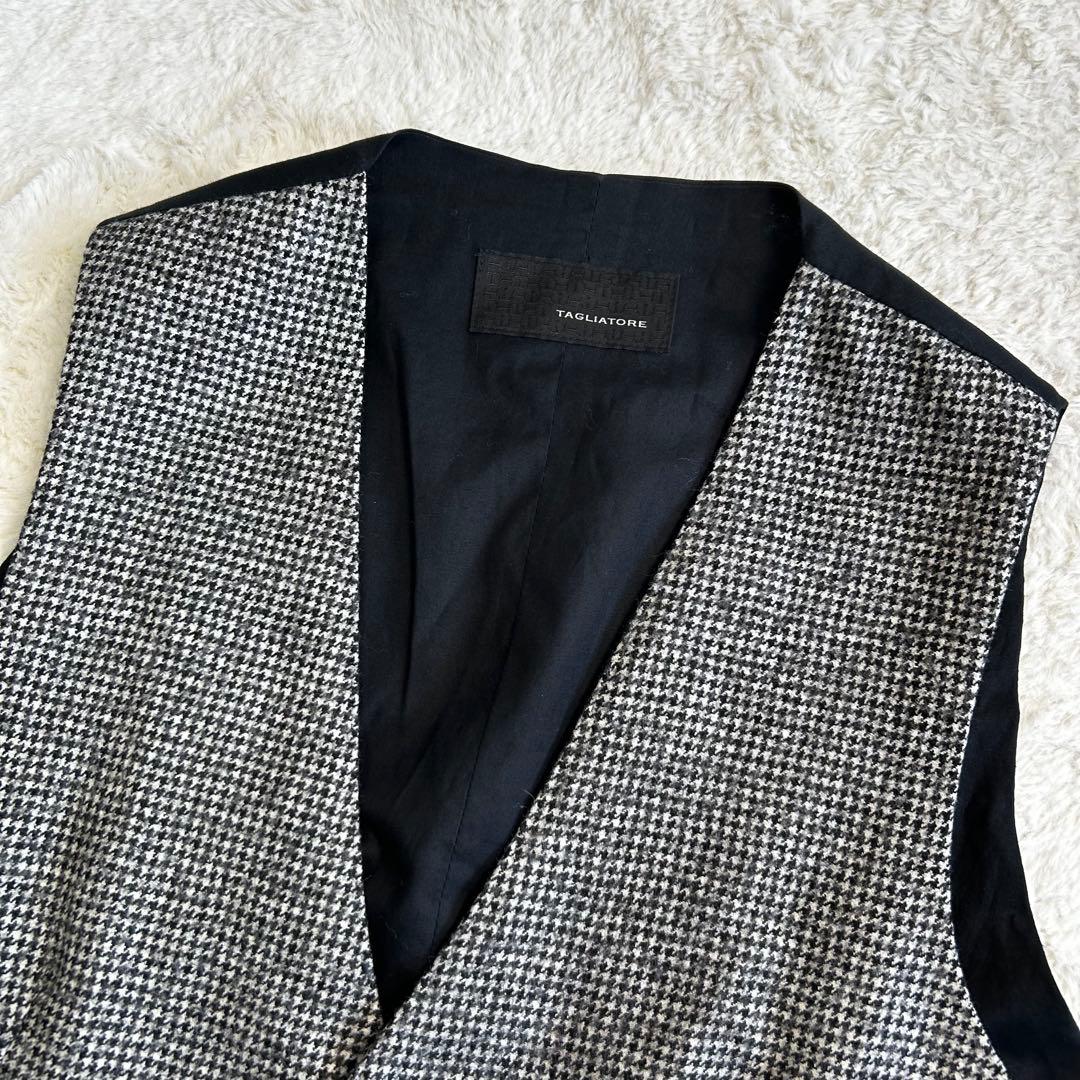 高級✨TAGLIATORE ウール100% 千鳥柄 ジレ 46