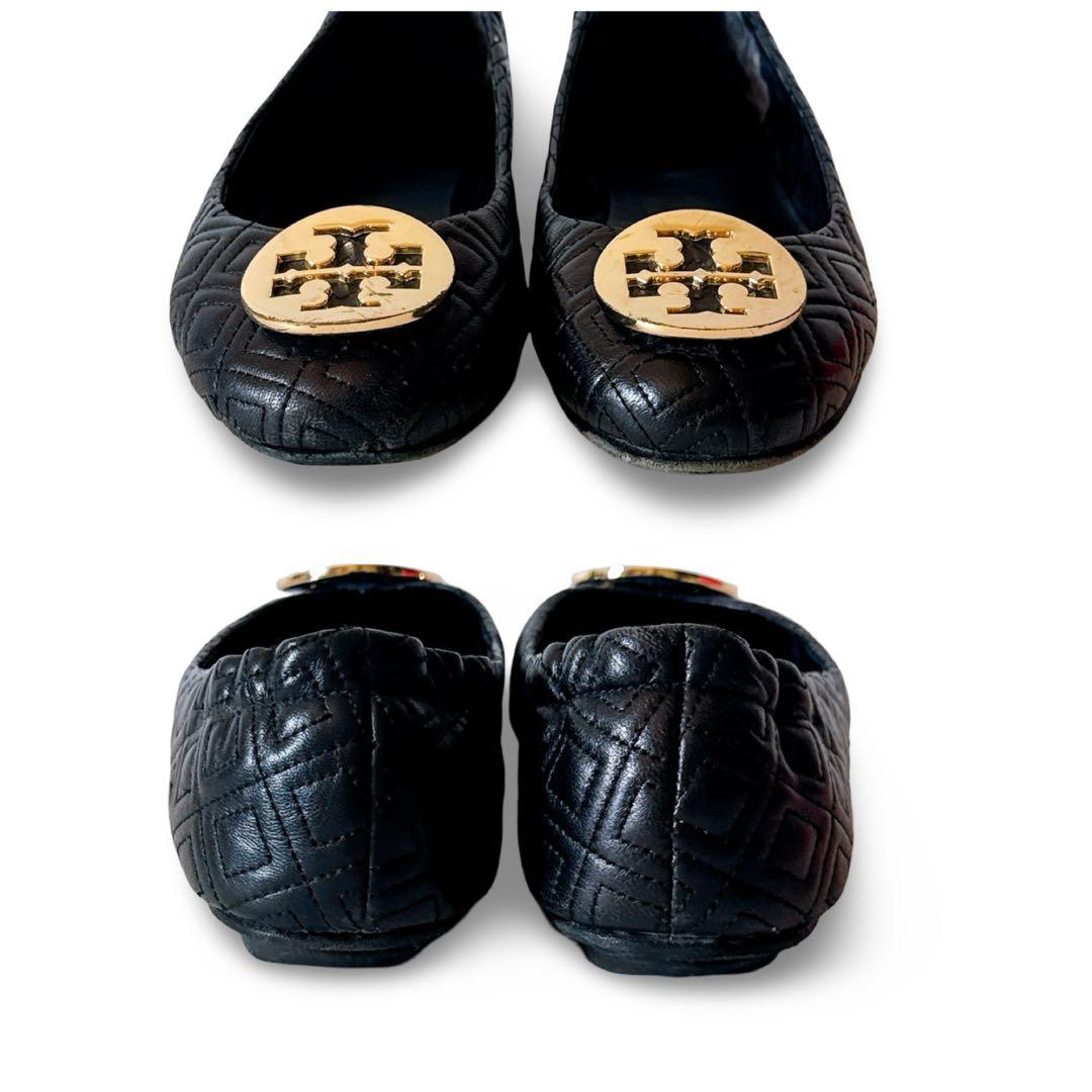 ToryBurch トリーバーチ キルティング フラットシューズ 黒 25.5㎝