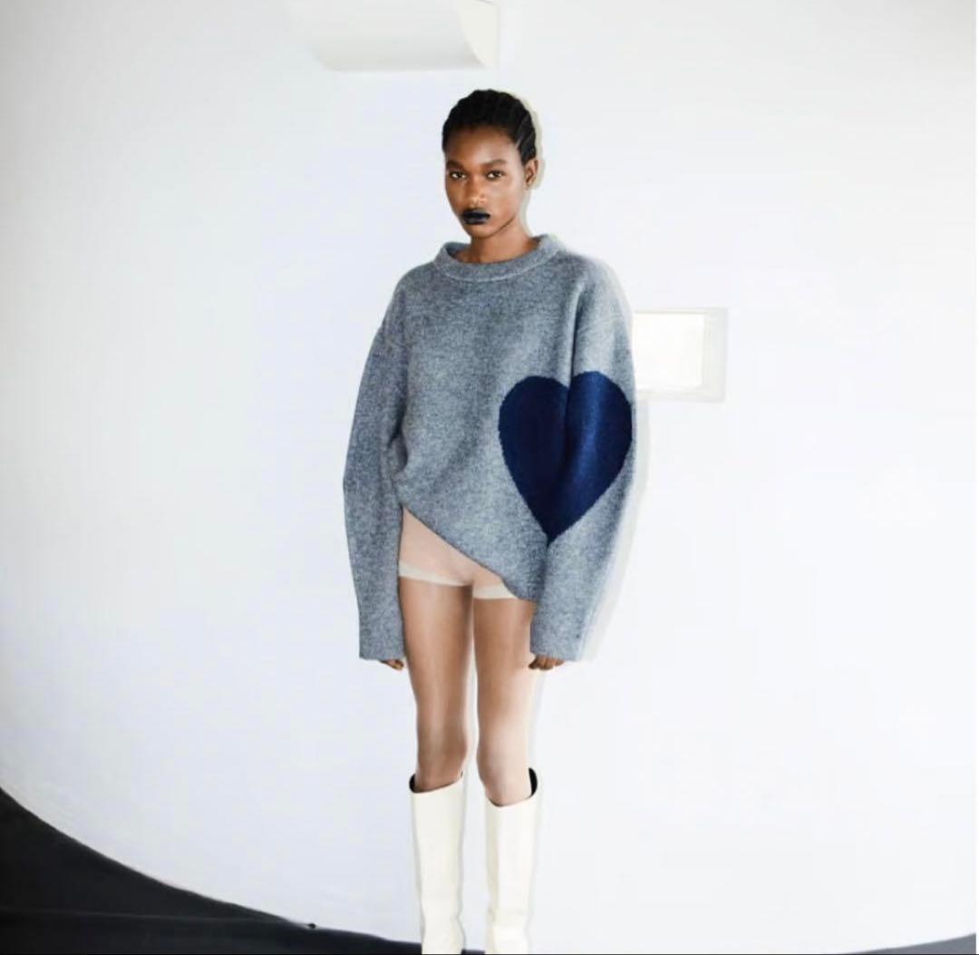 美品】NKNIT グレー ハートデザイン セーター