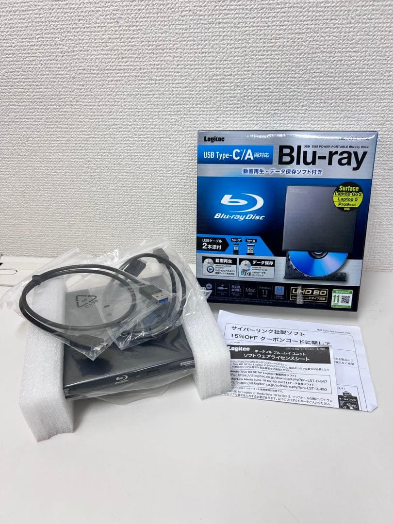 12P1#50Logitec Blu-rayドライブLBD-PWB6U3CSBK Type-C ポータブルBD 再生 書込ソフト付（ブラック） - LBD-PWB6U3CSBK