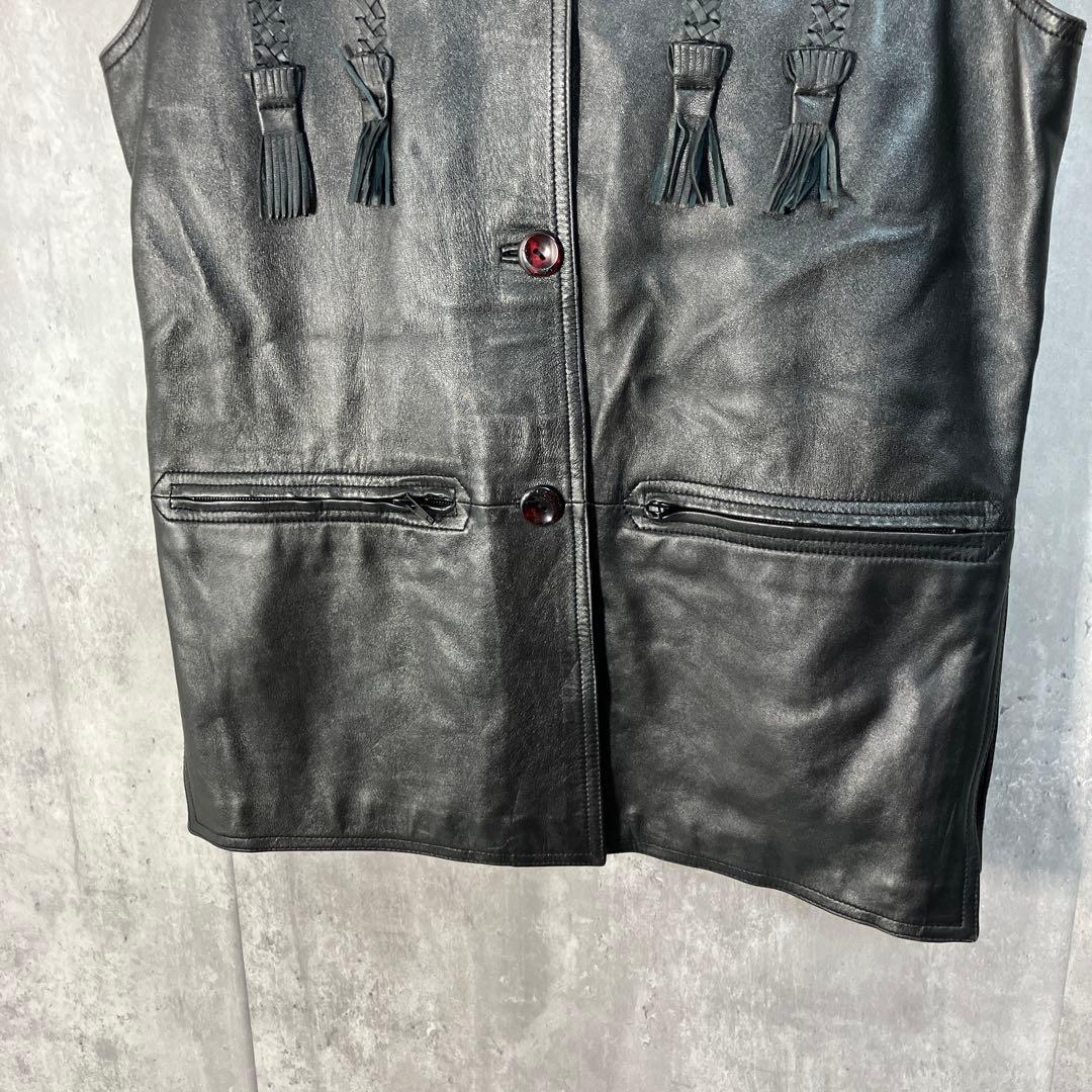 3点おまとめ vintage 本革 編み込み レザーベスト 古着