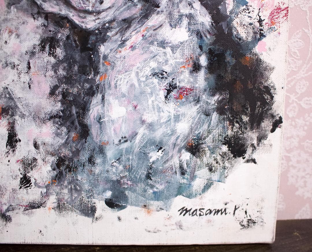 フレンチブルドック、片パイド」F8 キャンバス 原画 アクリル画 額なし