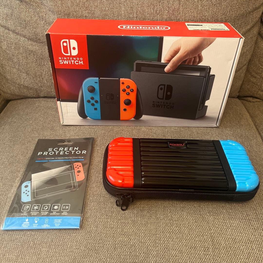 Nintendo Switch 本体　携帯ケース+フィルム付　美品 Nintendo Switch 有機ELモデル OLEDキャリングケース ガラスフィルム