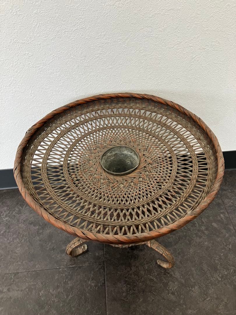 値下げ！古美術 生花 竹籠 花籠 唐物 花器 三足 古道具 籐