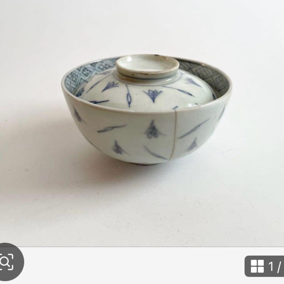 金継ぎ用 骨董 アンティーク 古伊万里 色絵 鯉 魚 お碗 茶碗 金繕い 金