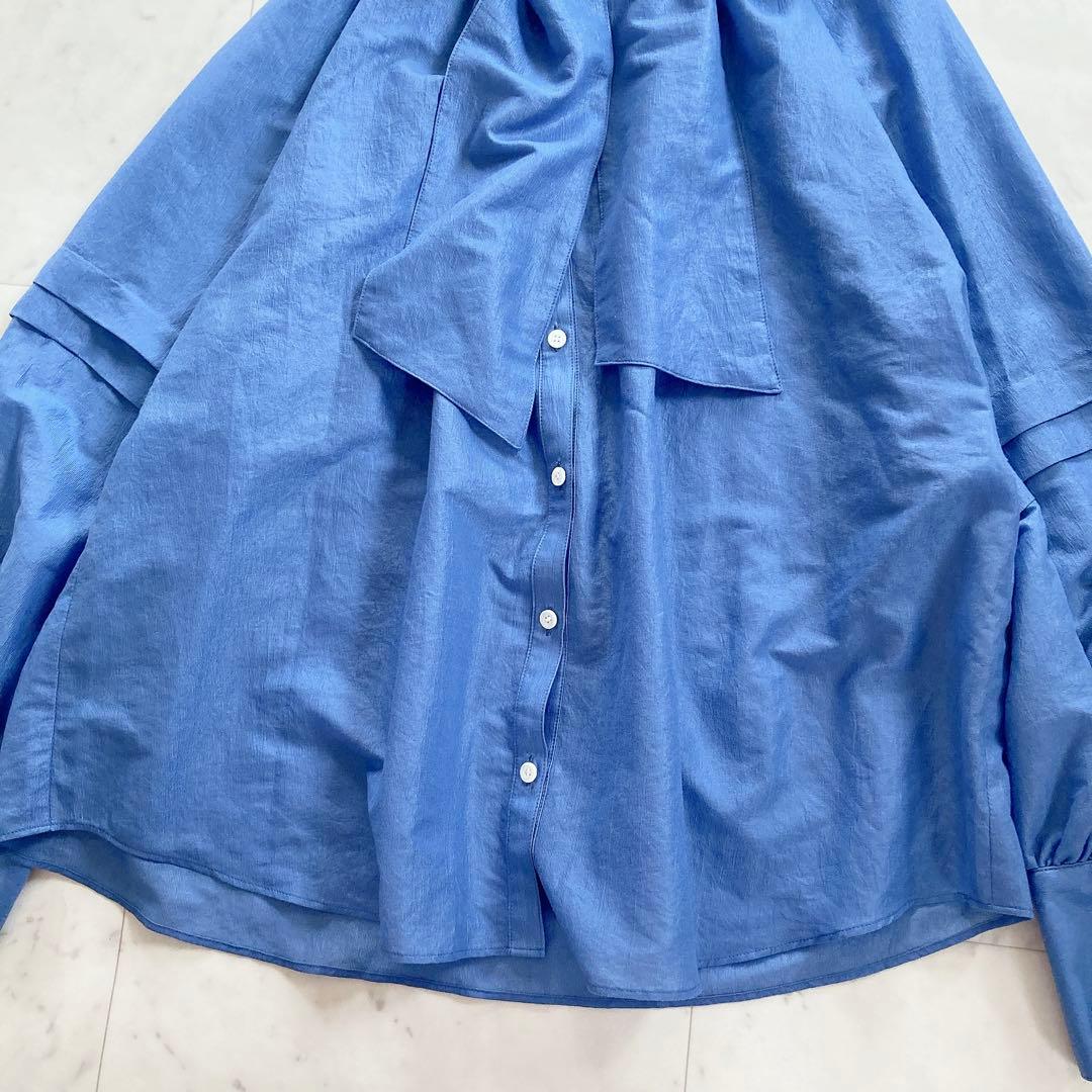 極美品 スローブイエナ ボウタイブラウス リボン 青 - メルカリ