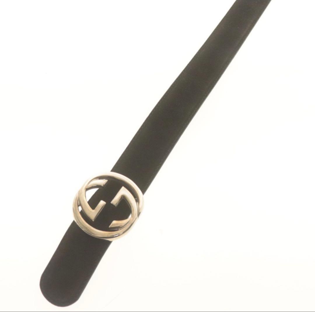 GUCCI ブラックレザーベルト GGロゴ - メルカリ