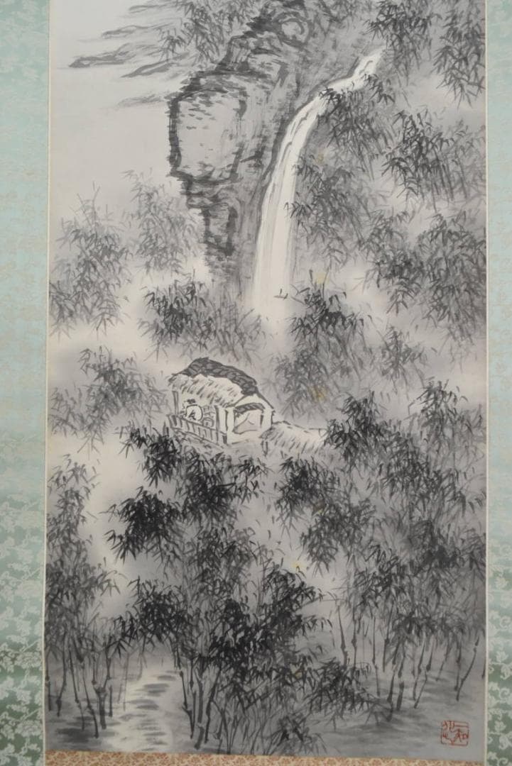 真作】篁岳/江山竹林幽居図/掛軸/名家伝来/AA-909 - メルカリ