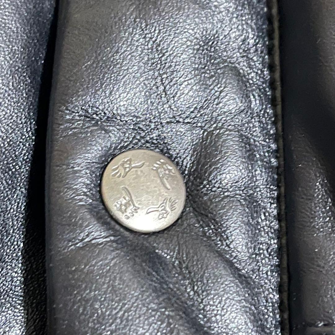 波達 ブラック 羊革 レザー ダウンジャケット ファー付き - メルカリ