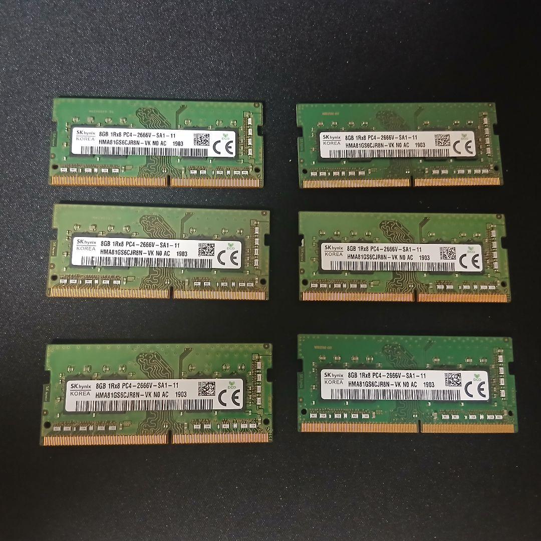 【まとめ売り】SK Hynix 8GB DDR4 2666V ノート用 SK hynix PC4-2666V 8GB SK HYNIX 1RX8 PC4-2666V-SA2-11 8GB DDR4