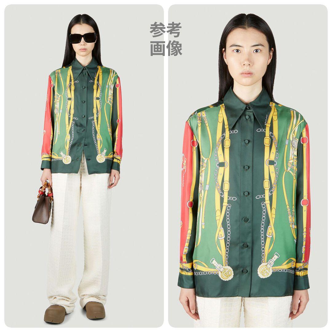 希少モデル【極美品】グッチ 総柄シルクシャツ GGマーモント 大きい