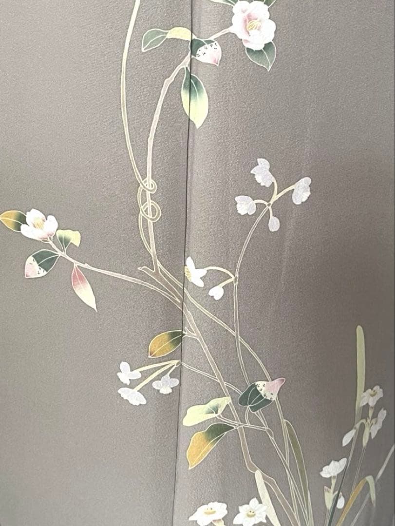 訪問着】京加賀友禅 松本健一 優美な手描き友禅 亜麻色 ＋ 身幅直し