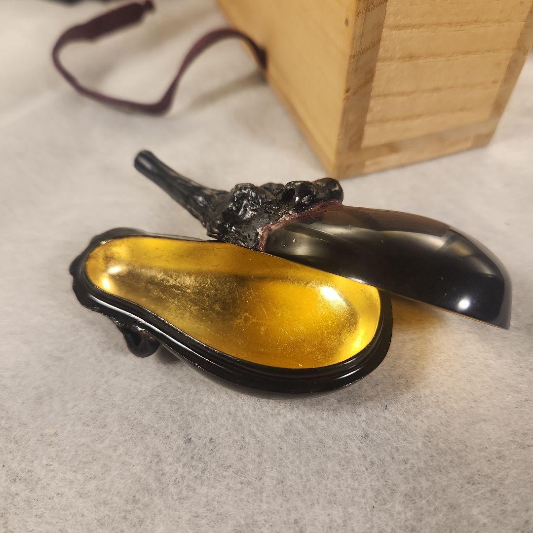 黄*玉様 茶道具 香合 乾漆 茄子