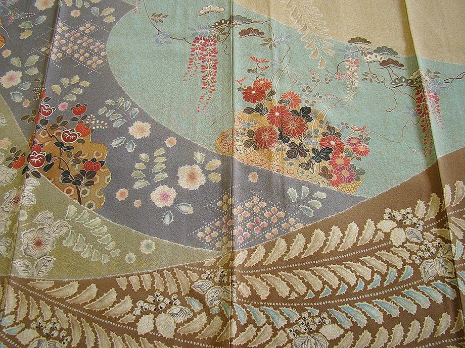 値下げ交渉OK！極上ちりめん地 辻が花 金彩染 訪問着 正絹 B941